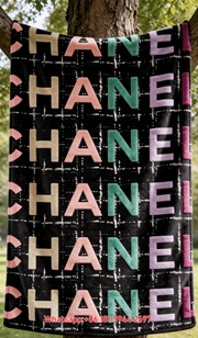 Chanel Multicolor Letter Flannel Throw Blanket IMG_6906